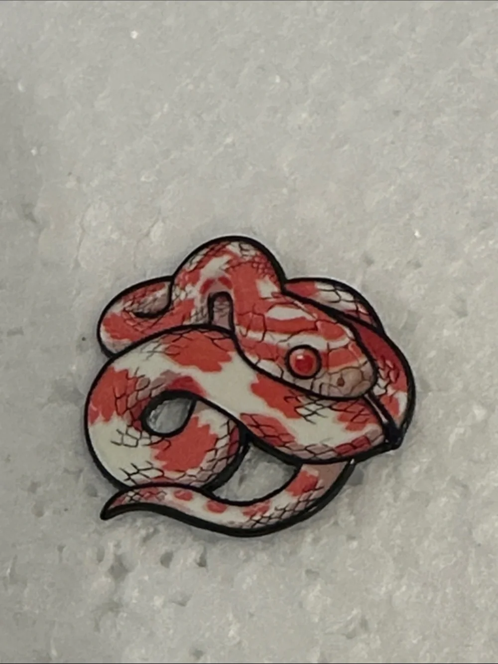 Red and White Snake Reptile Enamel Pin